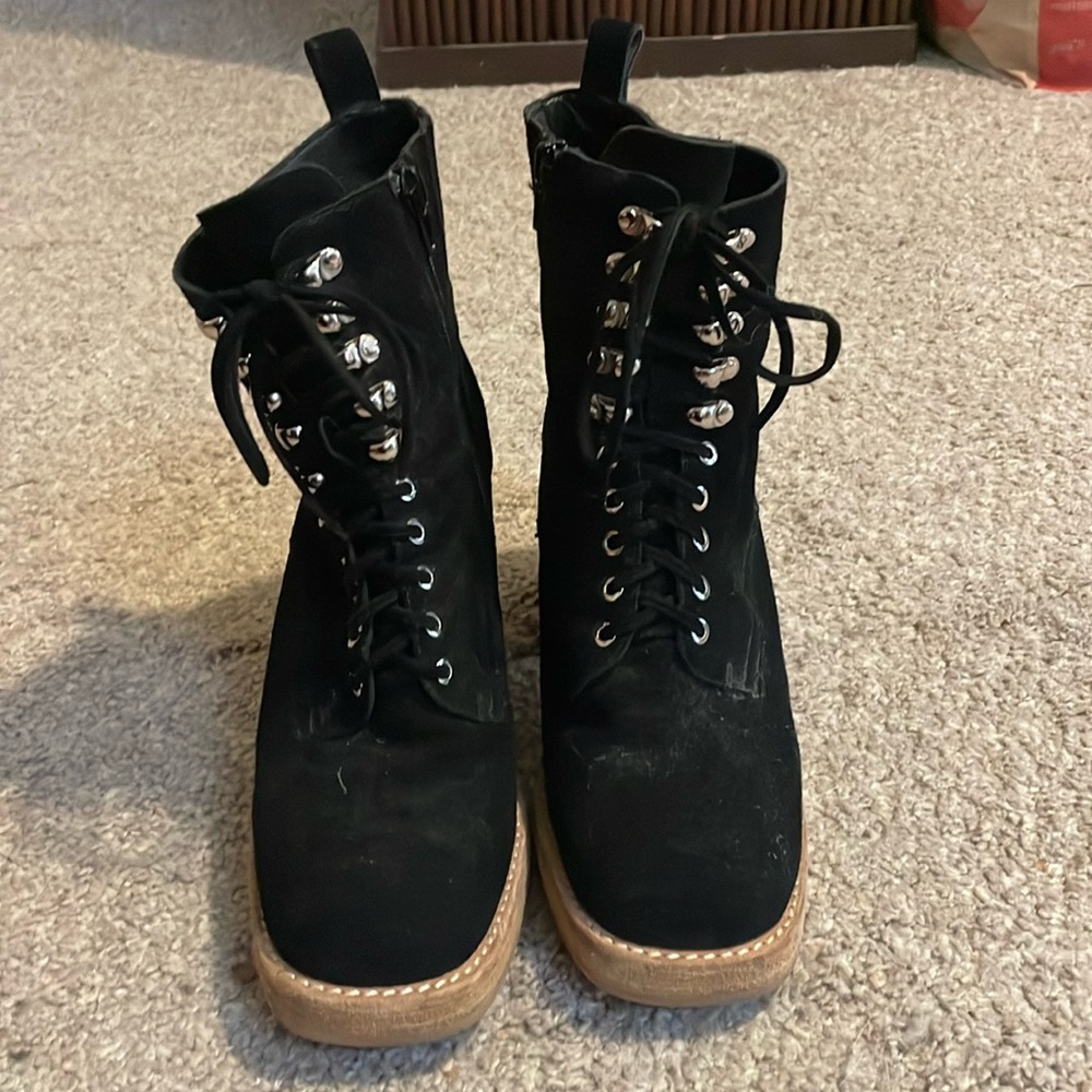 FREE PEOPLE X JEFFREY CAMPBELL LACE UP HEELED BOOTS